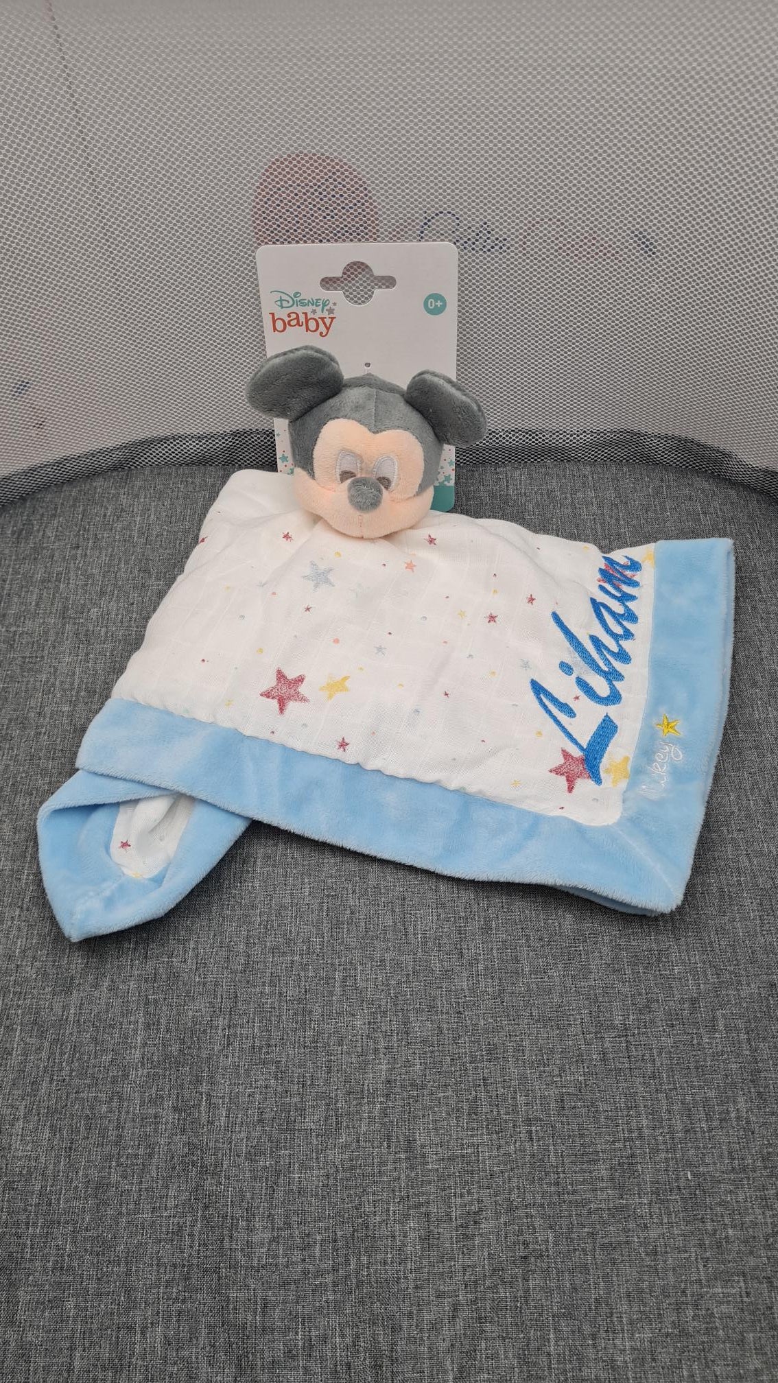 Doudou Mouchoir Disney Mickey Bleu Personnalisé | 40cm - Calincaline.be