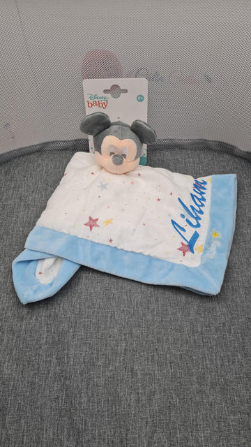 Doudou Mouchoir Disney Mickey Bleu Personnalisé | 40cm - Calincaline.be