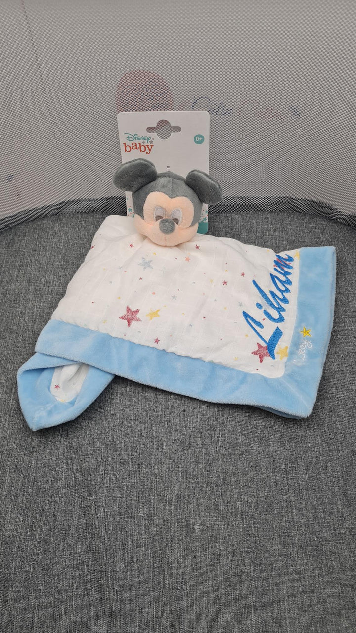 Doudou Mouchoir Disney Mickey Bleu Personnalisé | 40cm - Calincaline.be