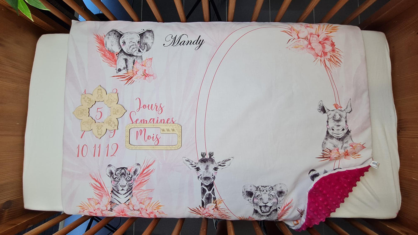 Couverture Etape Savane Rose | A personnaliser | 95cm x 75cm - Calincaline.be