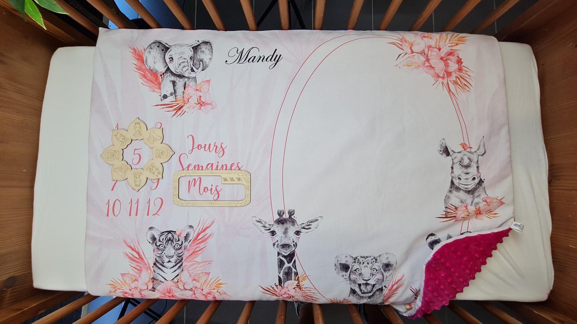 Couverture Etape Savane Rose | A personnaliser | 95cm x 75cm - Calincaline.be