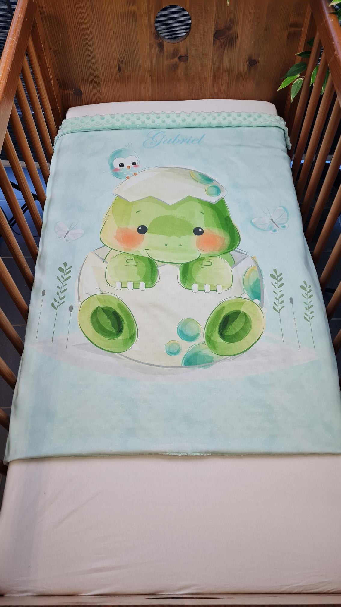 Couverture Plaid Baby Dinosaure | 70cm x 95cm | Couleur minky au choix - Calincaline.be