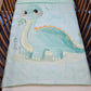 Couverture Plaid Bébé Dino Bleu | 70cm x 95cm | Couleur minky au choix - Calincaline.be