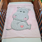 Couverture Plaid Bébé Hippopotame | 70cm x 95cm | Couleur minky au choix