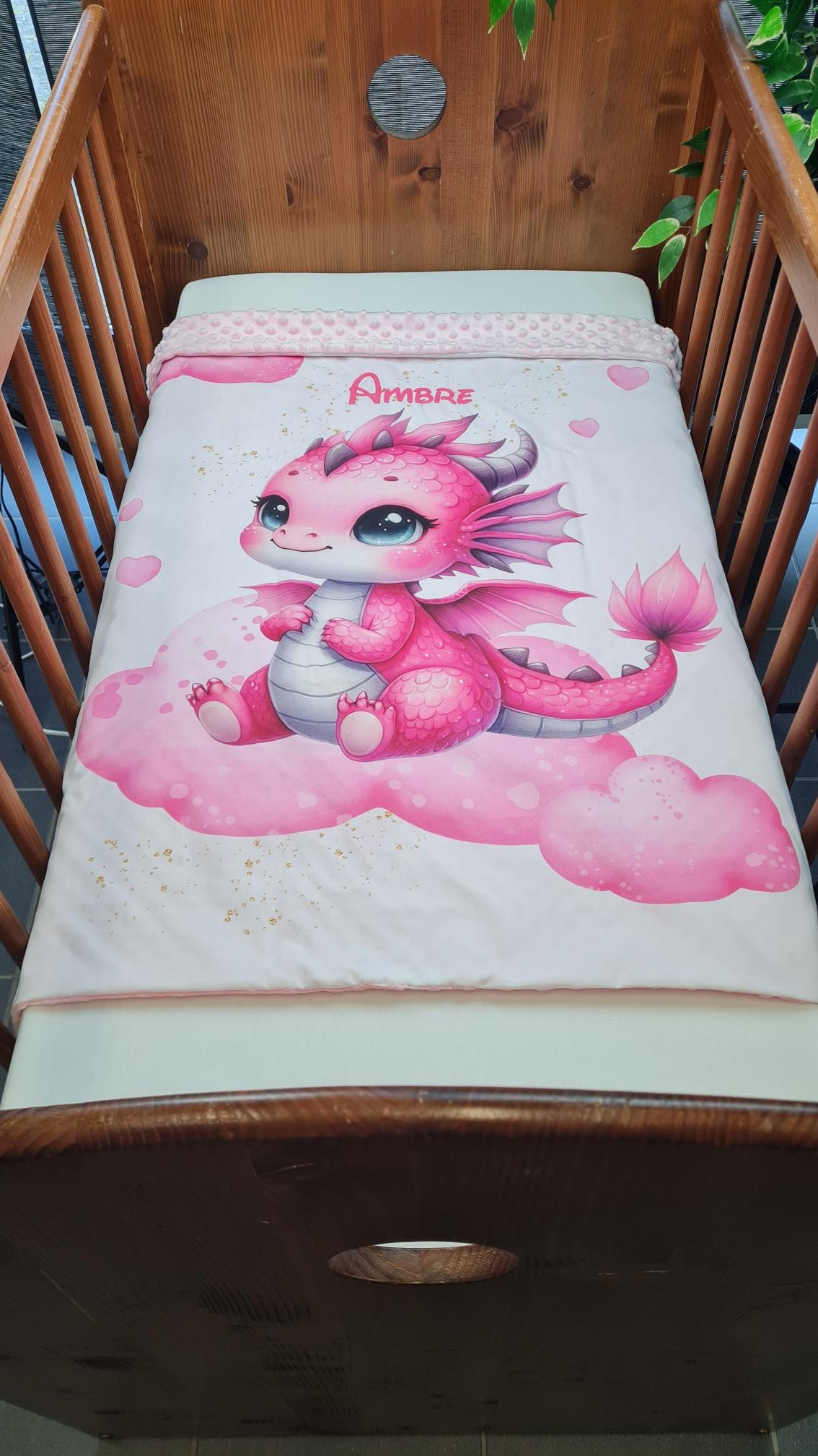 Couverture Plaid Dragon Rose | 70cm x 95cm | Couleur minky au choix - Calincaline.be