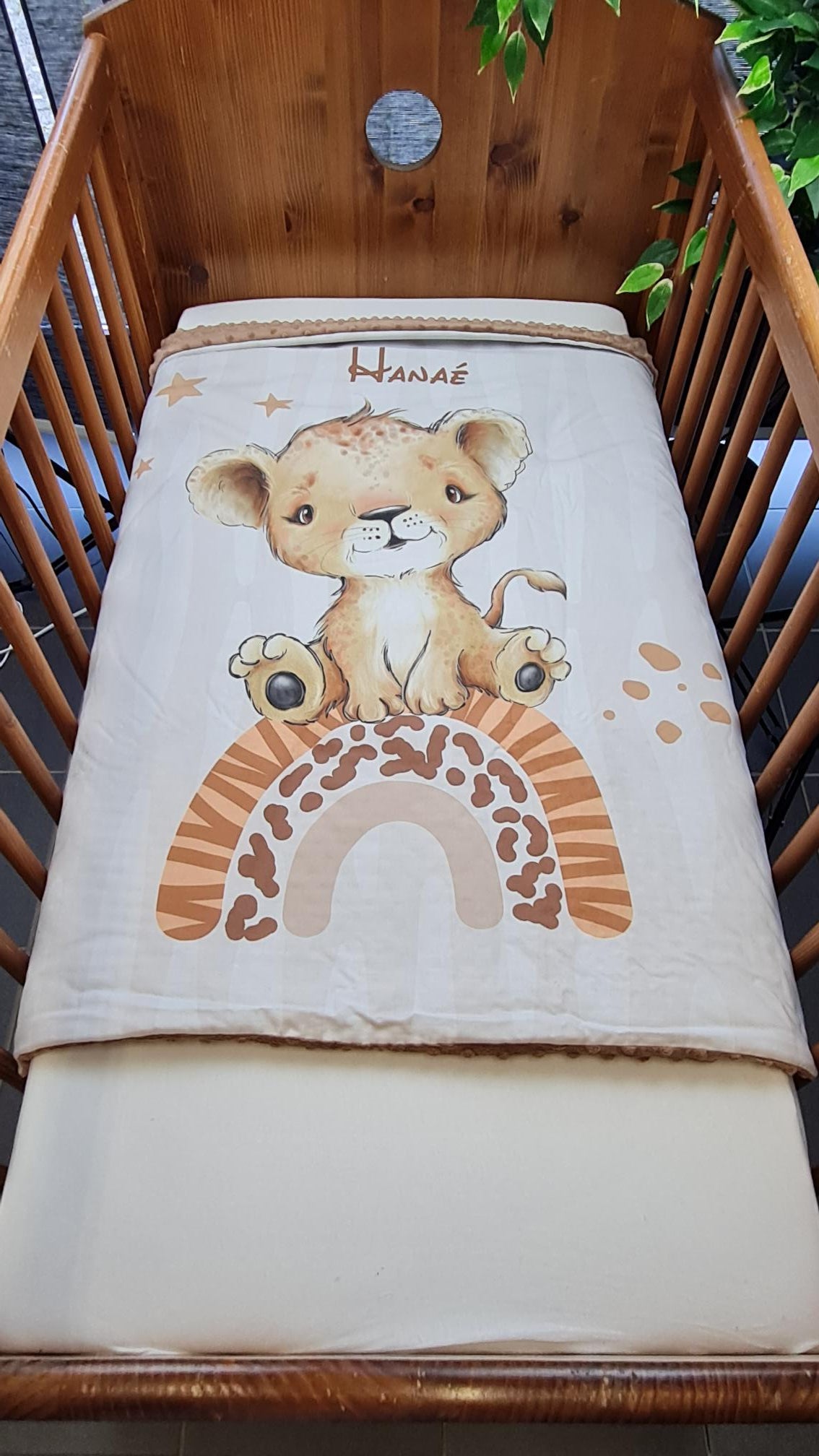 Couverture Plaid Bébé Lion | 70cm x 95cm | Couleur minky au choix