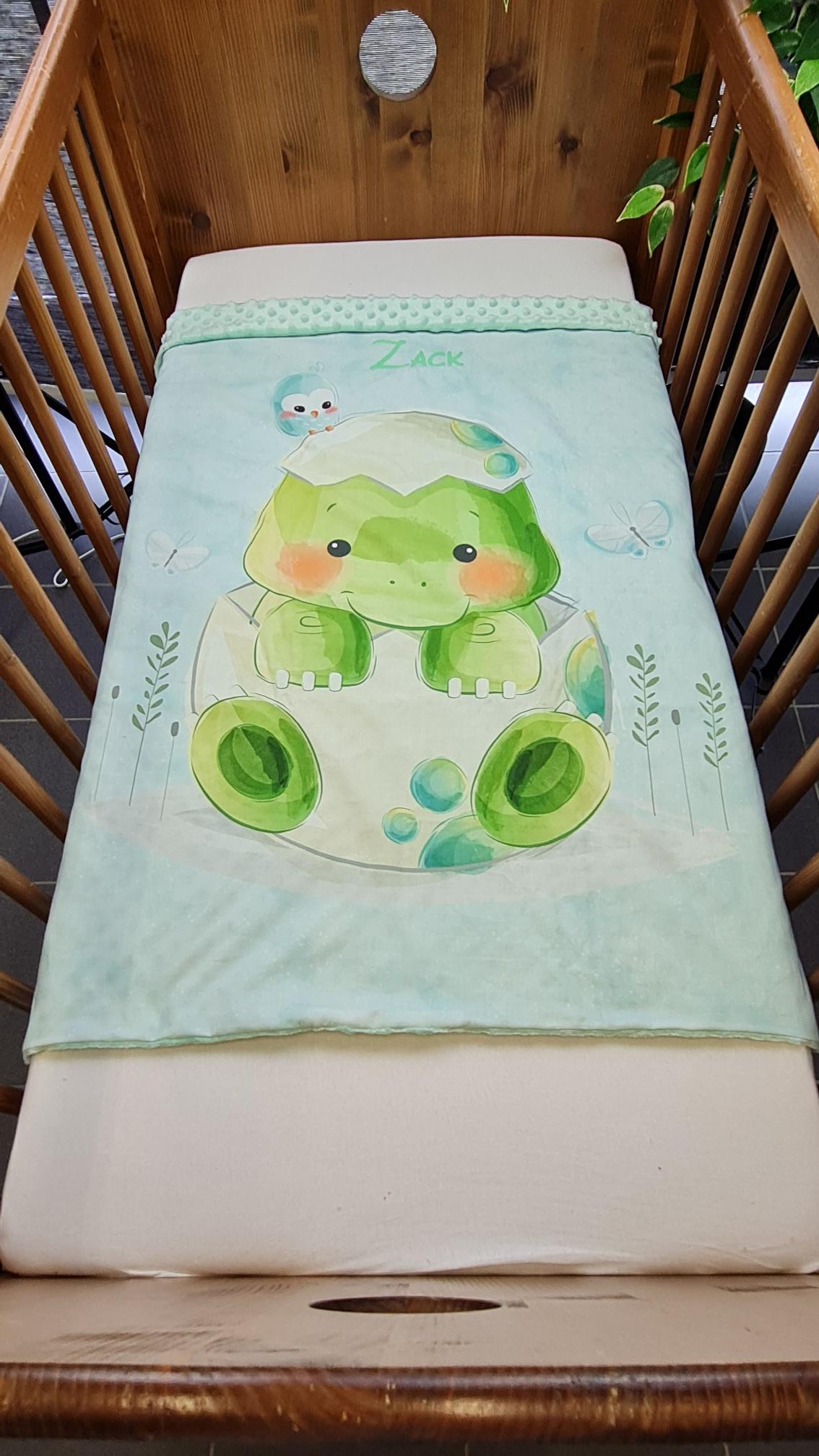 Couverture Plaid Baby Dinosaure | 70cm x 95cm | Couleur minky au choix