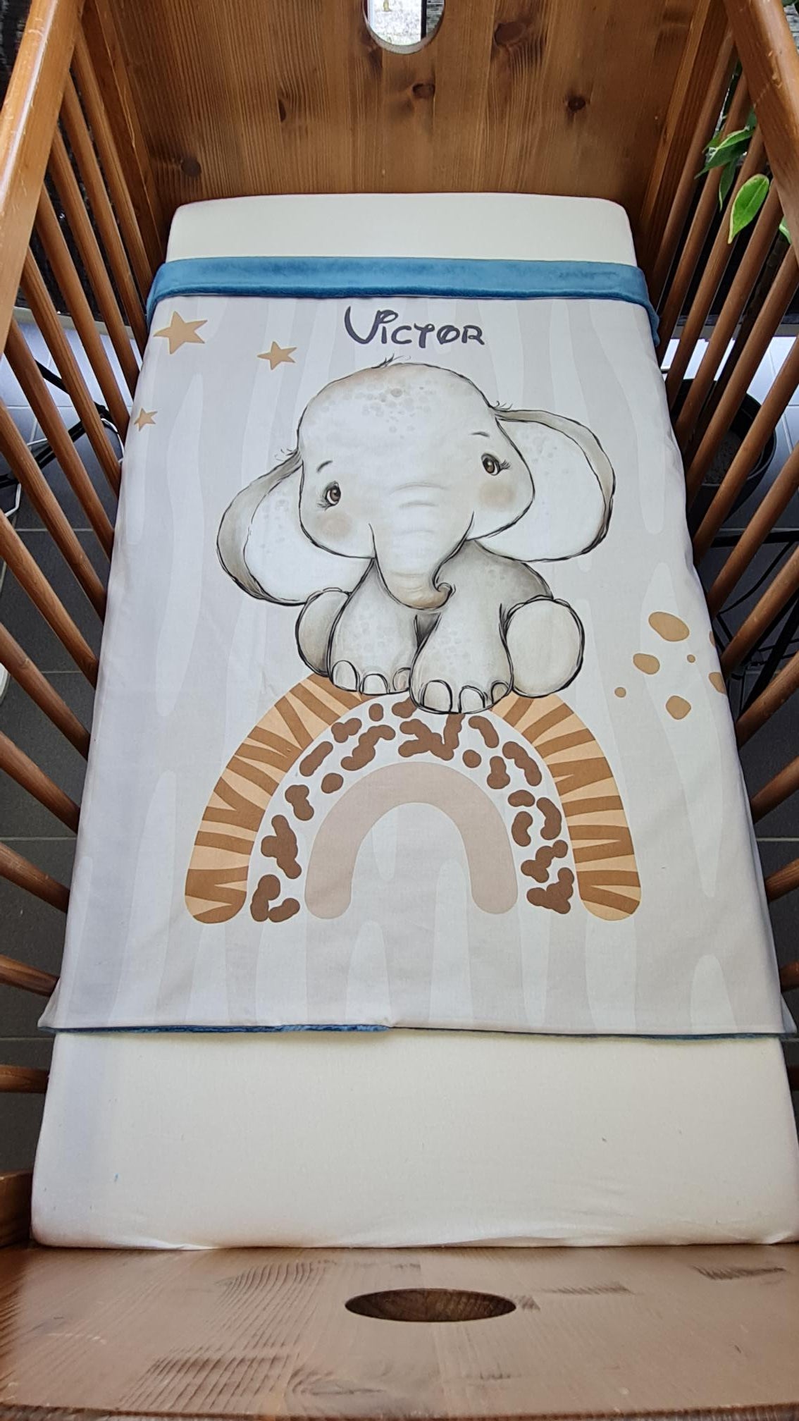 Couverture Plaid Bébé Eléphant | 70cm x 95cm | Couleur minky au choix