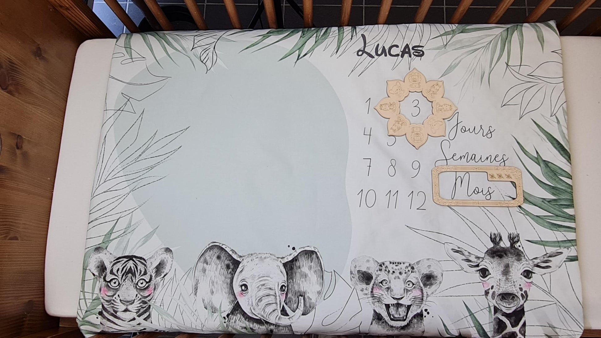 Couverture Etape Savane Vert | A personnaliser | 95cm x 75cm - Calincaline.be