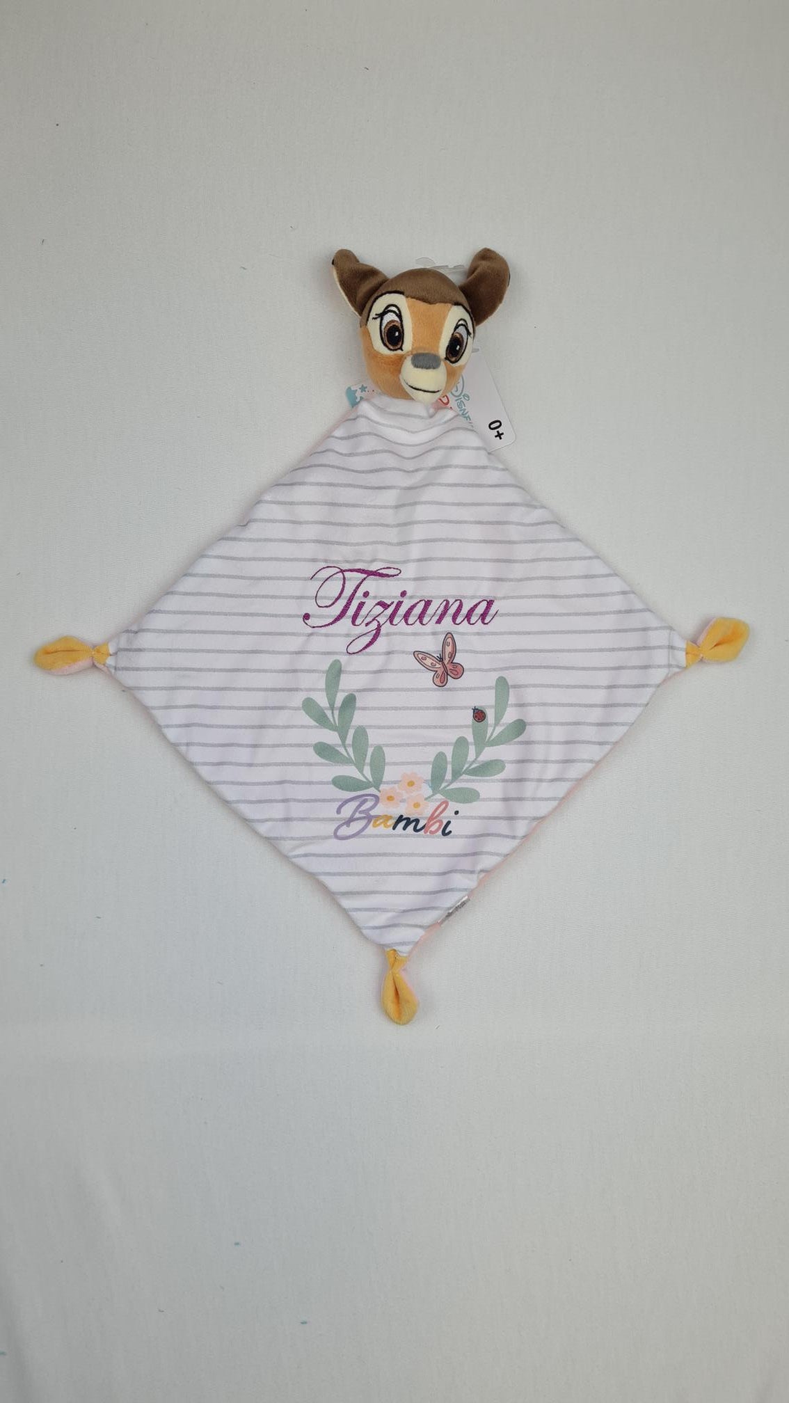 Doudou Disney Bébé Bambi Floral Personnalisé | Mouchoir 21cm - Calincaline.be