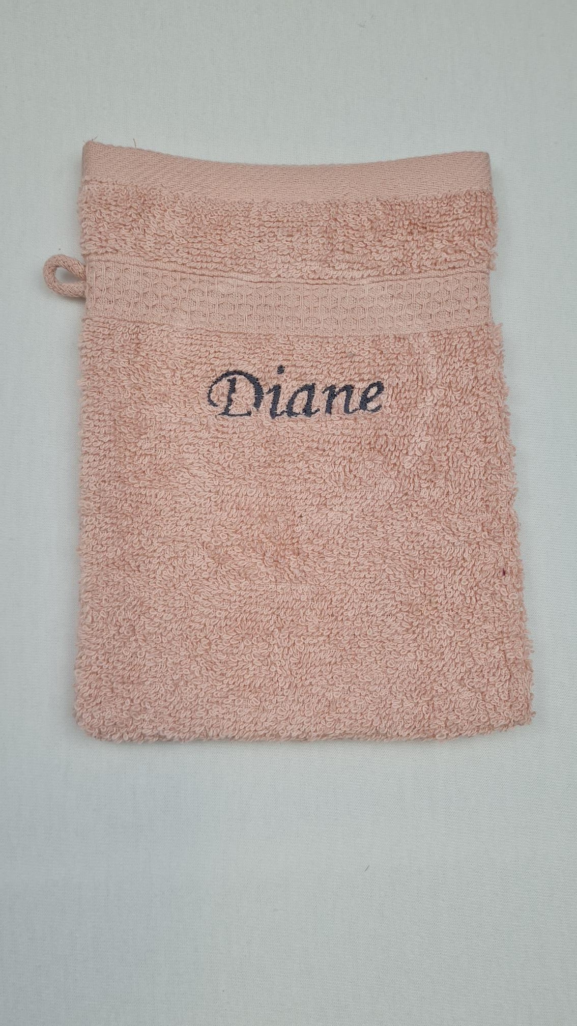 Ensemble Drap de bain + Gant de toilette assorti | Prénom Brodé | Rose Pâle - Calincaline.be
