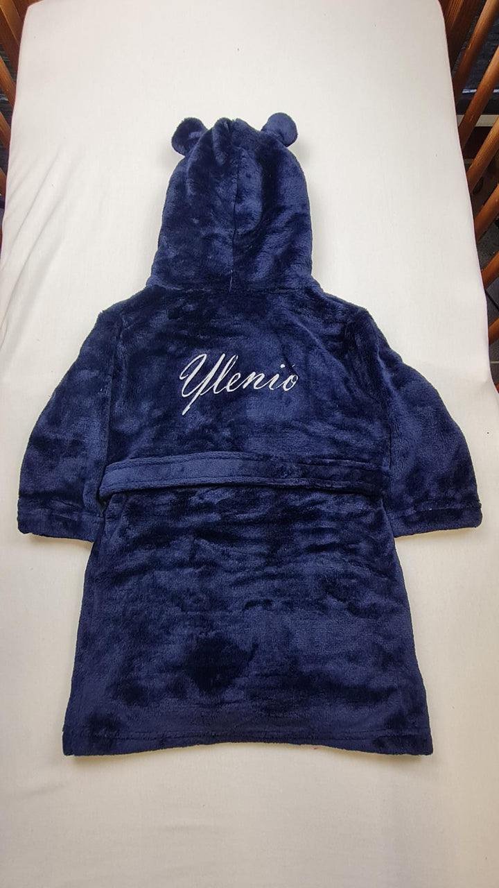 Peignoir enfant | Bleu nuit | Personnalisé avec prénom | 3 tailles - Calincaline.be