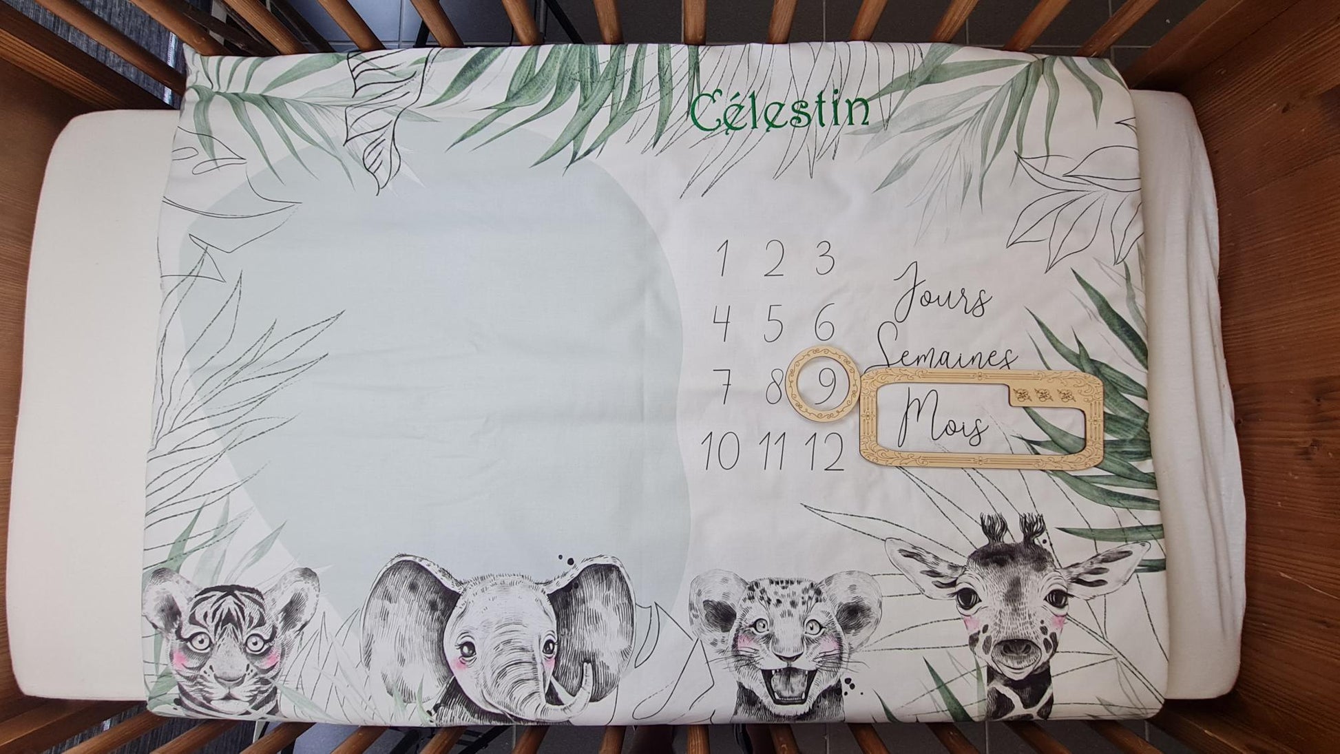 Couverture Etape Savane Vert | A personnaliser | 95cm x 75cm - Calincaline.be