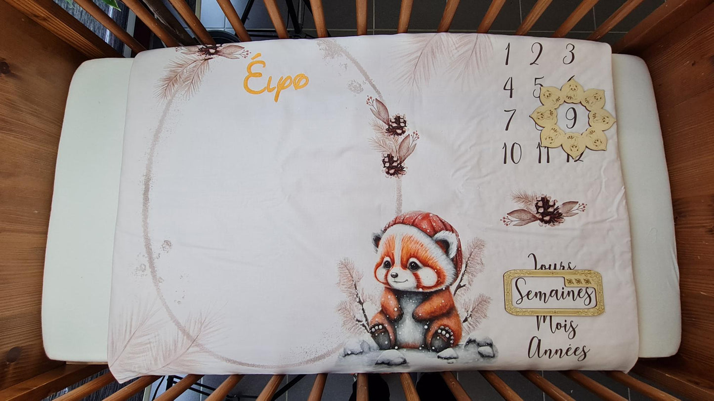 Couverture Etape Panda Roux | A personnaliser | 95cm x 75cm - Calincaline.be