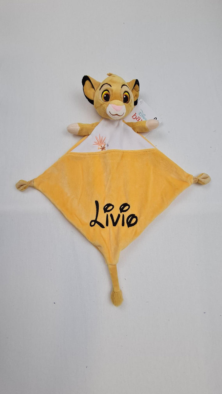 Doudou Disney Simba 30cm Jaune avec Fleur | Prénom Personnalisé - Calincaline.be