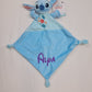 Doudou Mouchoir Disney Stitch Fleur Bleu 22cm | Avec prénom brodé - Calincaline.be