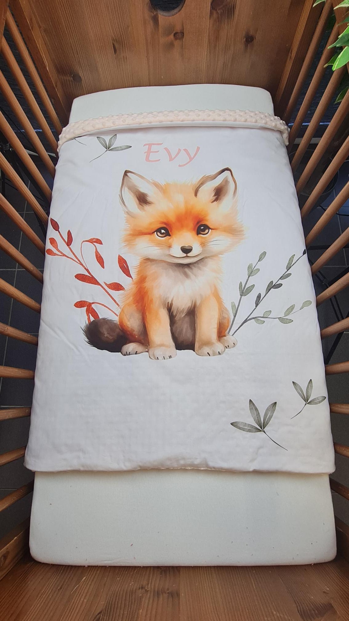 Couverture Plaid Renard Forêt | 70cm x 95cm | Couleur minky au choix