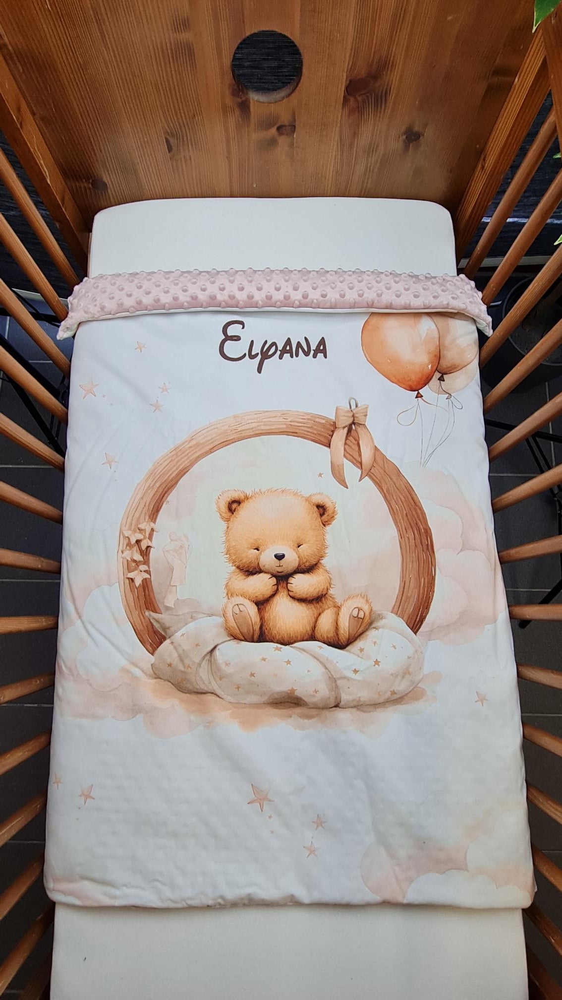 Couverture Plaid Bébé | Ourson dans les Nuages | 70cm x 95cm | A Personnaliser - Calincaline.be