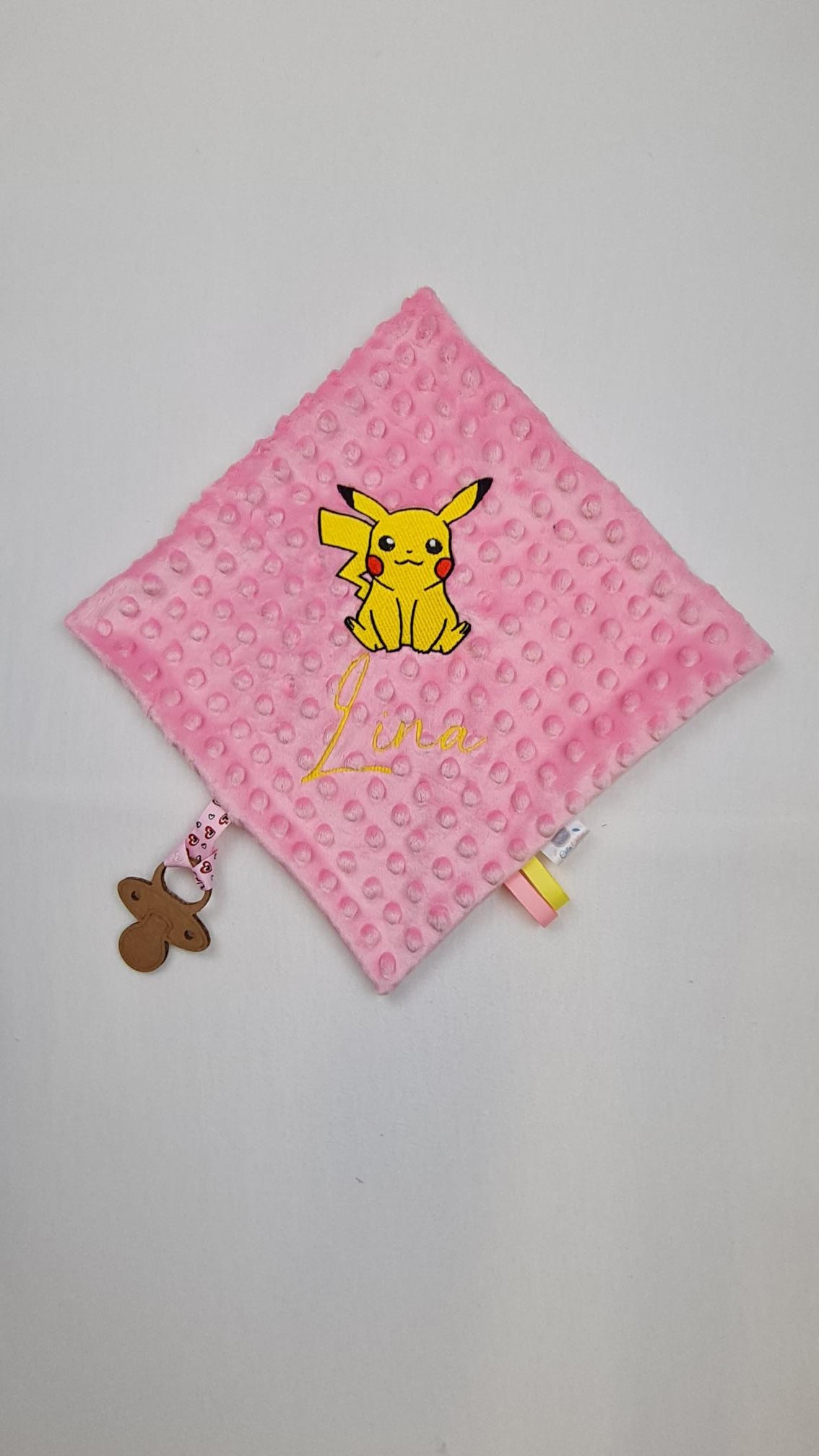 Créez Votre Doudou Minky Carré Personnalisé | 30cm | Fille - Calincaline.be