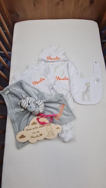 Kit de naissance 6 pièces Baby Girafe | 3 tailles | A personnaliser