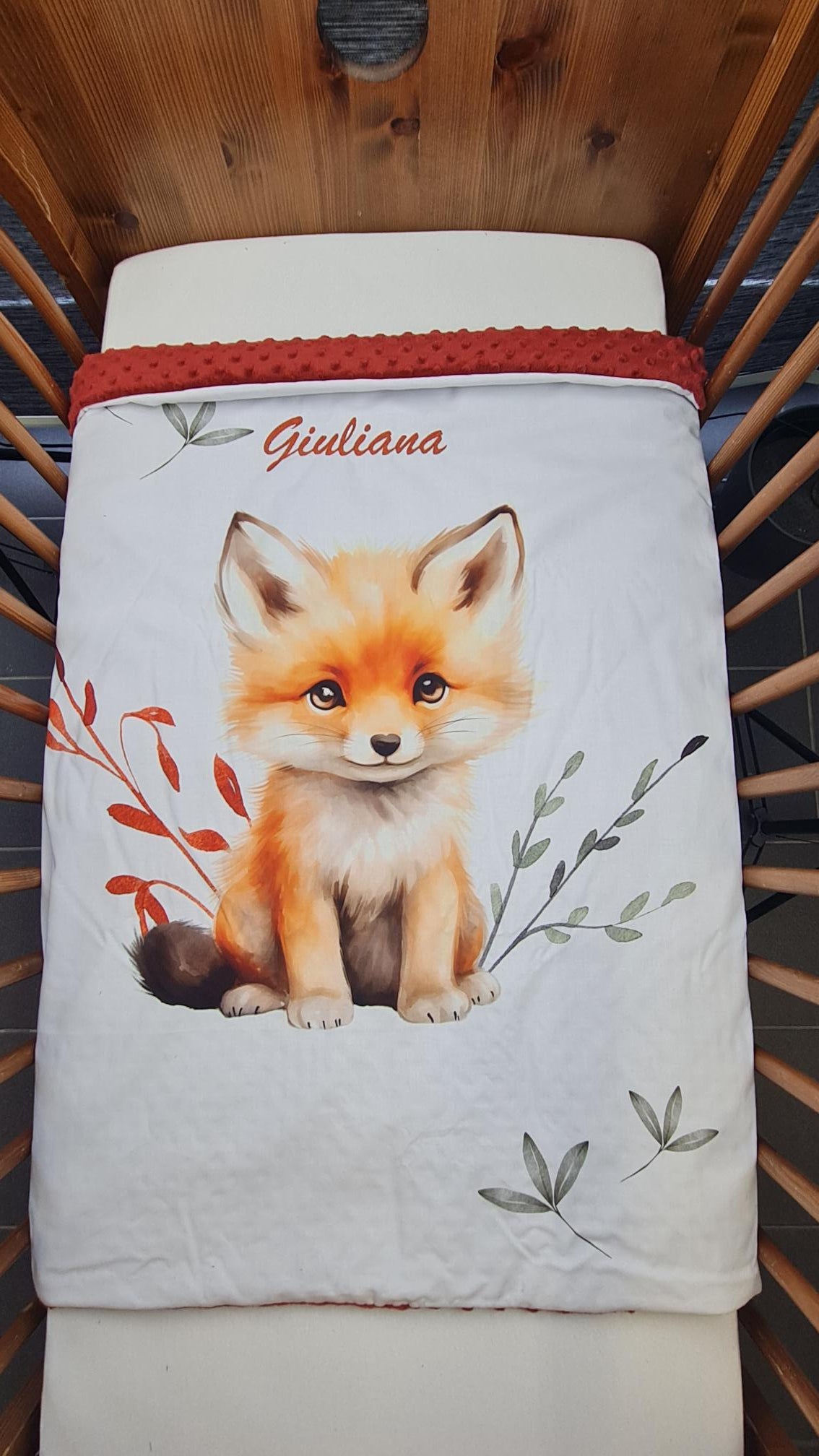 Couverture Plaid Renard Forêt | 70cm x 95cm | Couleur minky au choix