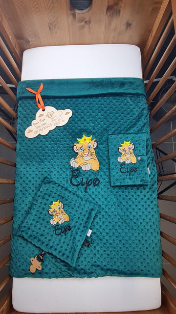 Pack Couverture + Doudou 30cm + Protège carnet assortis | Cadeau Personnalisé | Minky