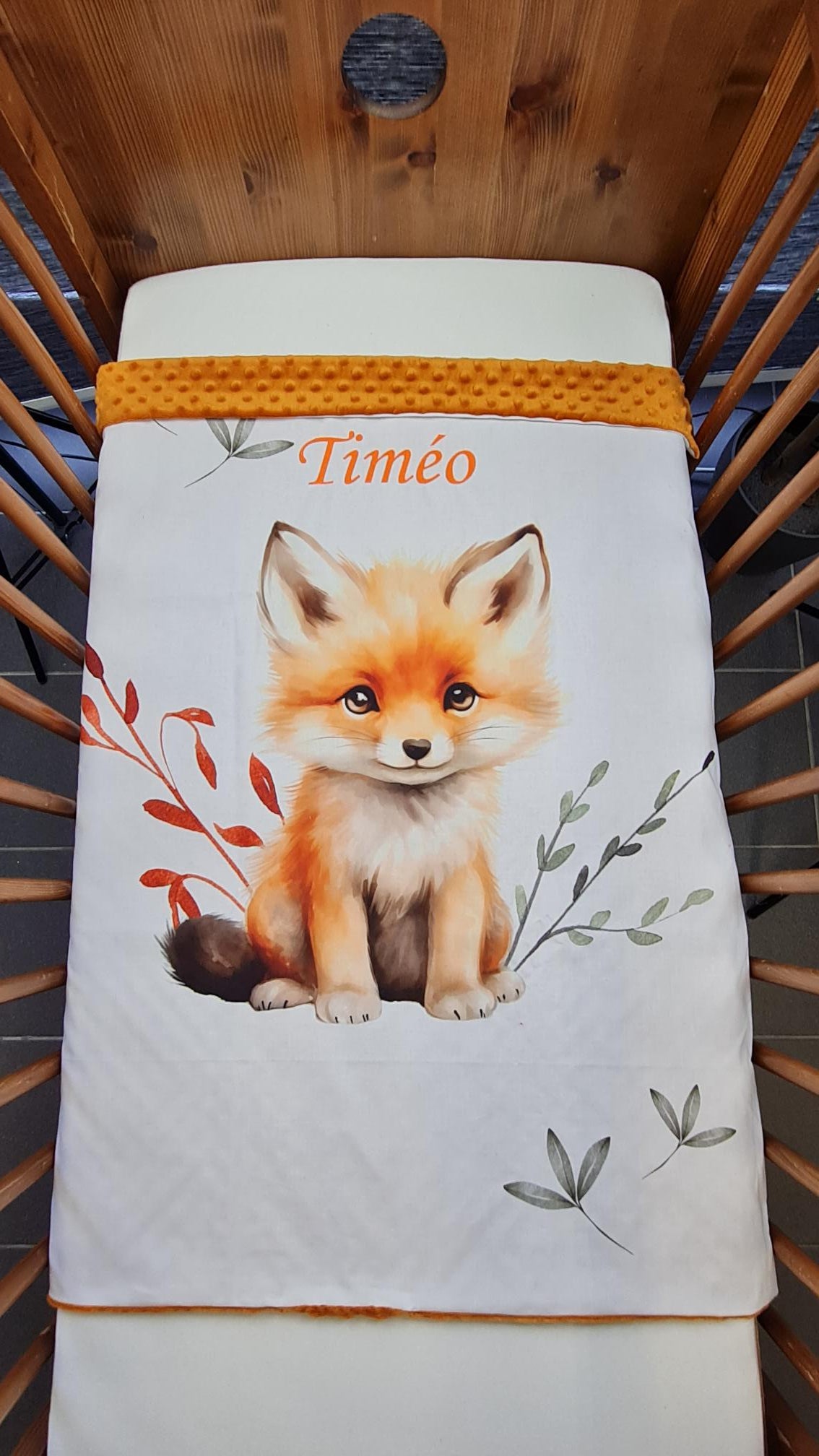 Couverture Plaid Renard Forêt | 70cm x 95cm | Couleur minky au choix