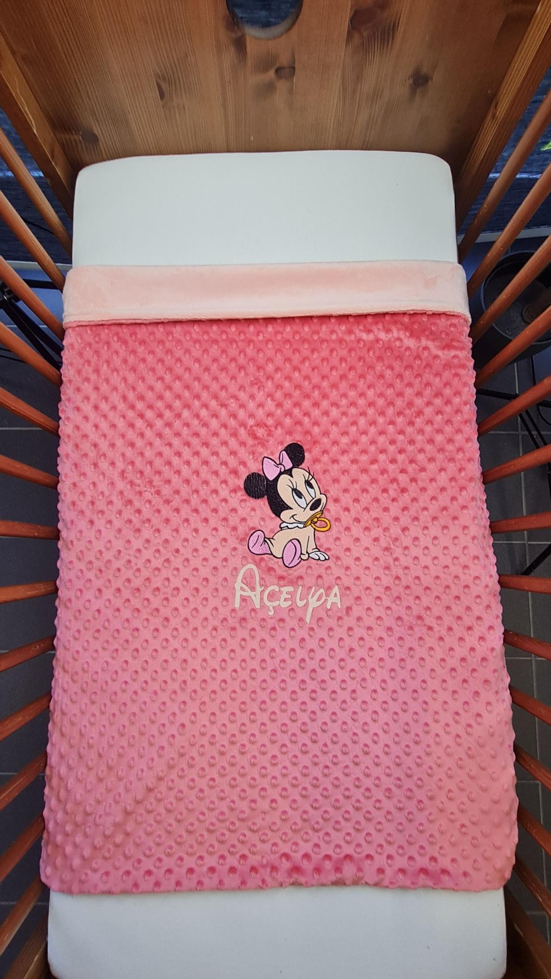 Créez Votre Couverture Bébé Brodée 75cm x 100cm | Modèle Double Minky Fille