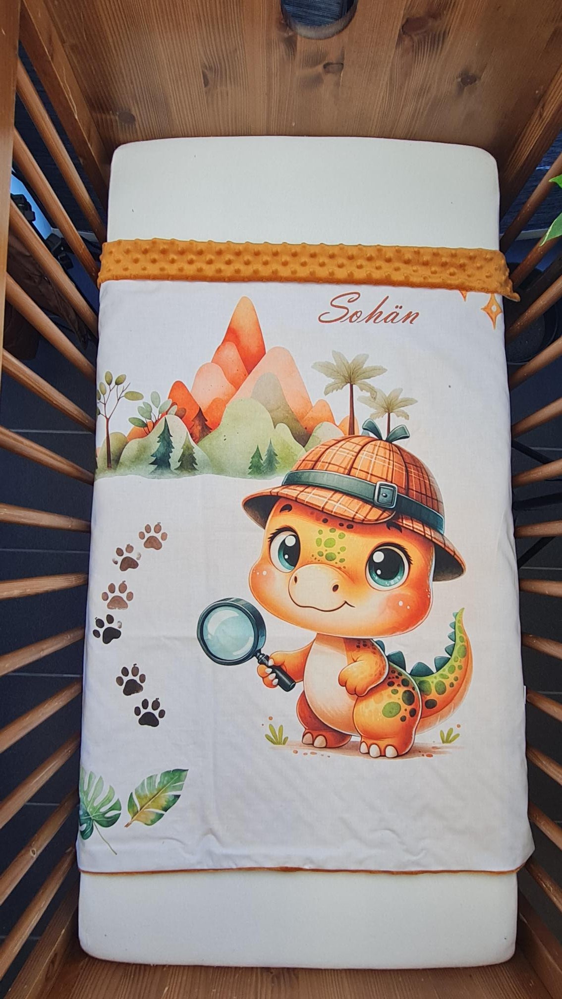 Couverture Plaid Bébé | Dino Jurassique | 70cm x 95cm | A Personnaliser