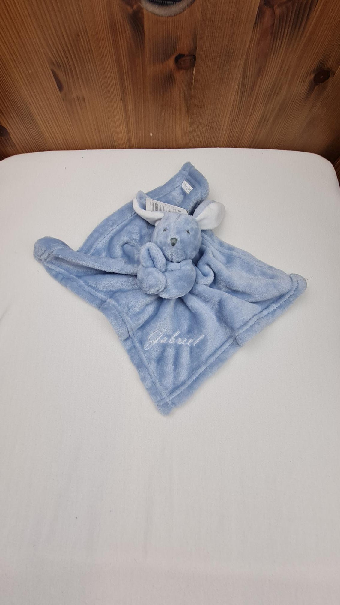Doudou Mouchoir Lapinou Bleu 35cm | Avec Prénom Personnalisé | Baby Town