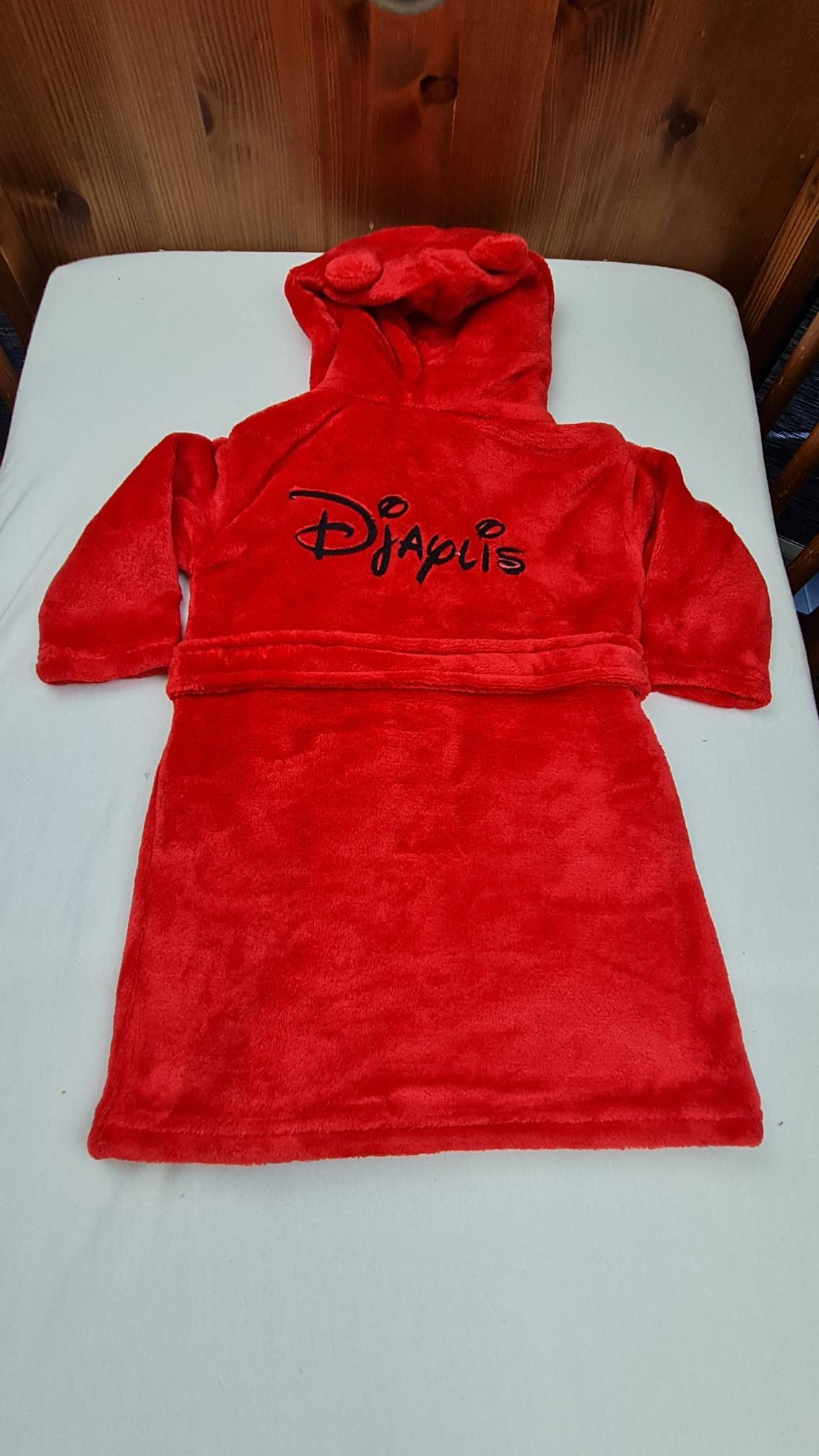 Peignoir enfant 6-24 mois | Rouge | Personnalisé avec prénom | 3 tailles