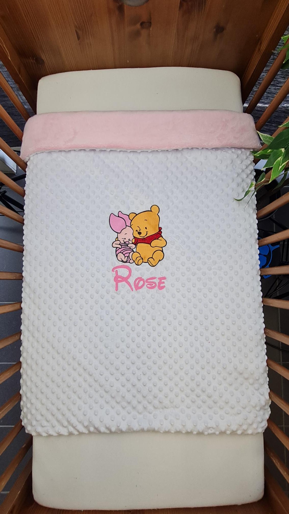 Créez Votre Couverture Bébé Brodée 75cm x 100cm | Modèle Double Minky Fille