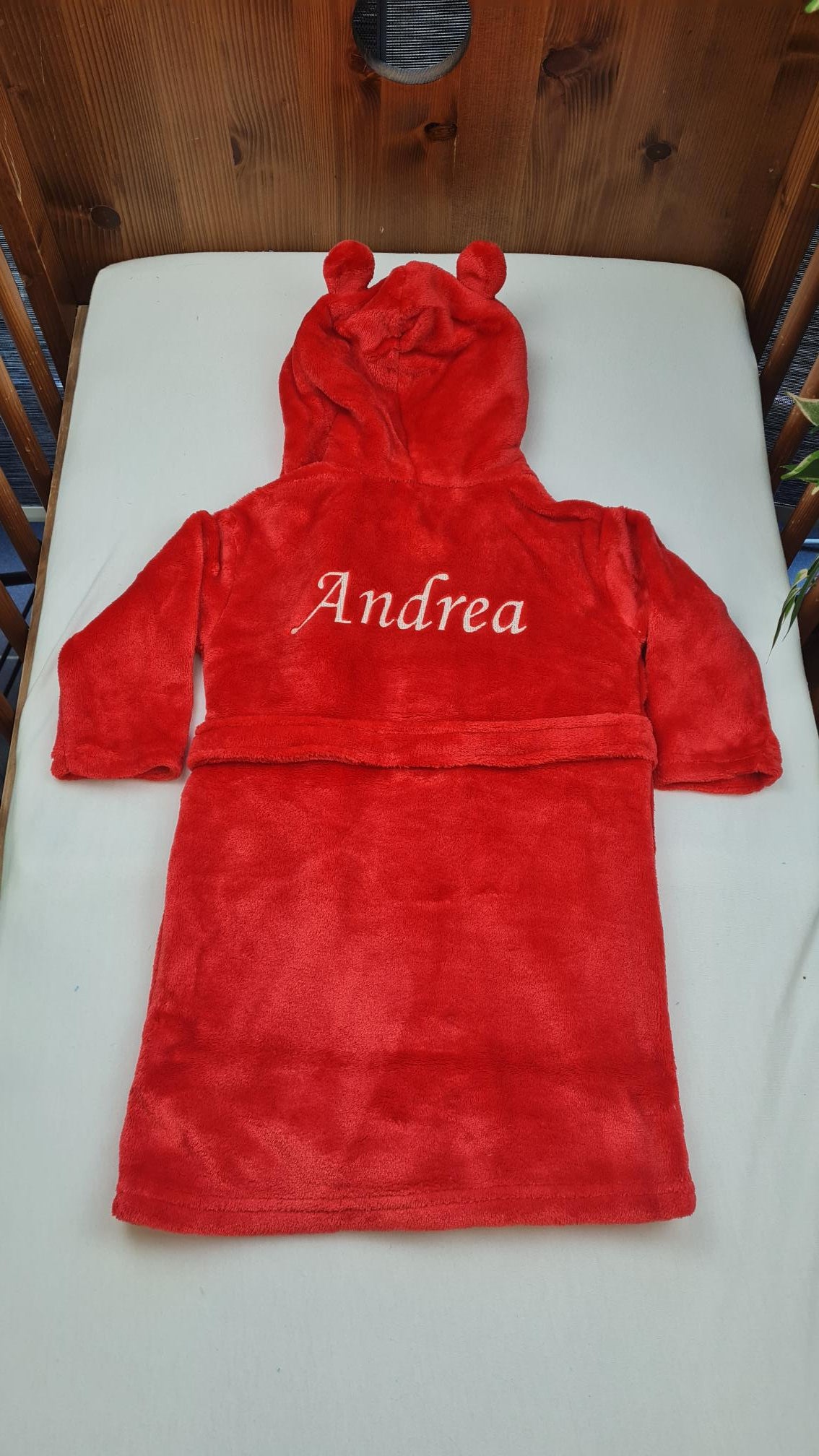 Peignoir enfant 6-24 mois | Rouge | Personnalisé avec prénom | 3 tailles