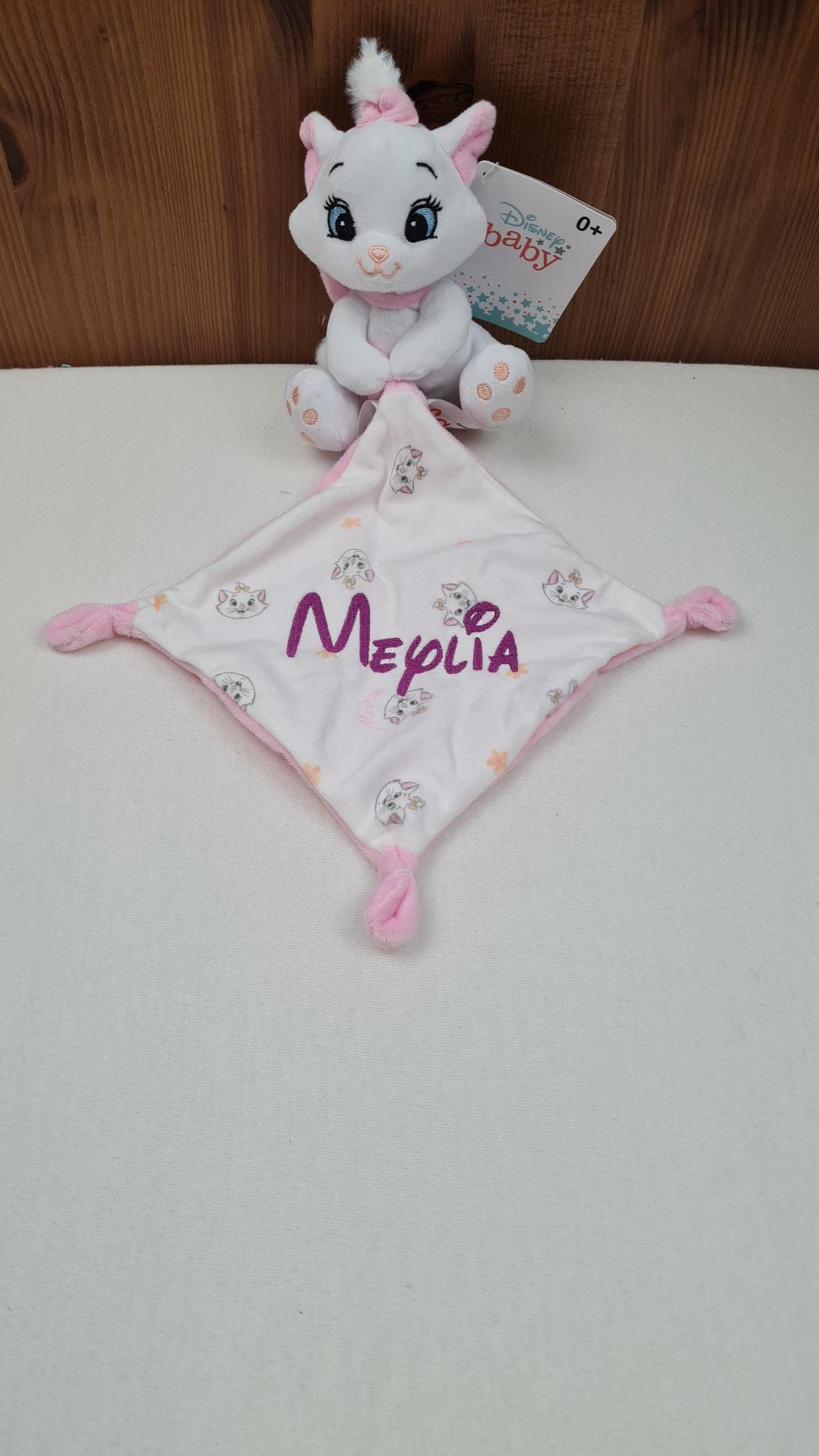 Doudou Peluche Mouchoir Disney Marie | Avec prénom | Aristochats