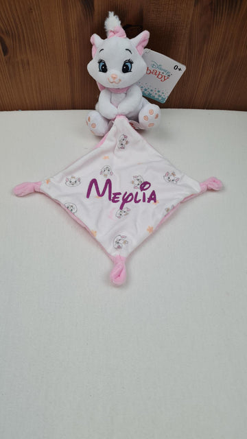 Doudou Peluche Mouchoir Disney Marie | Avec prénom | Aristochats