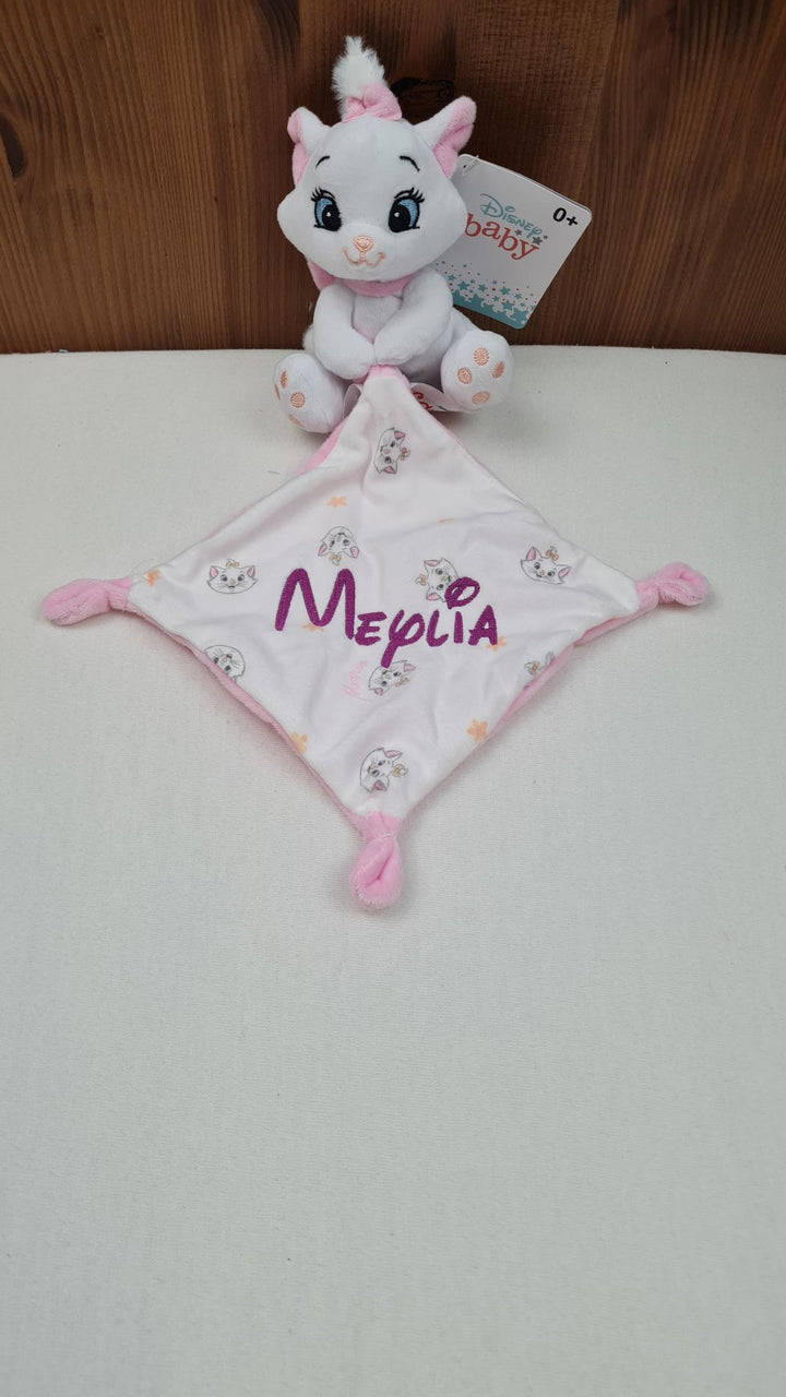 Doudou Peluche Mouchoir Disney Marie | Avec prénom | Aristochats
