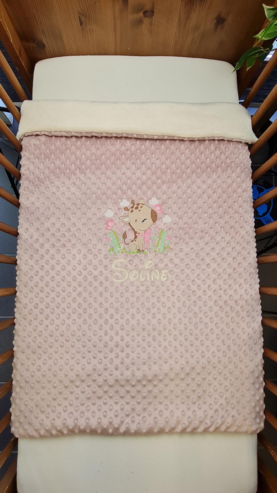 Créez Votre Couverture Bébé Brodée 75cm x 100cm | Modèle Double Minky Fille