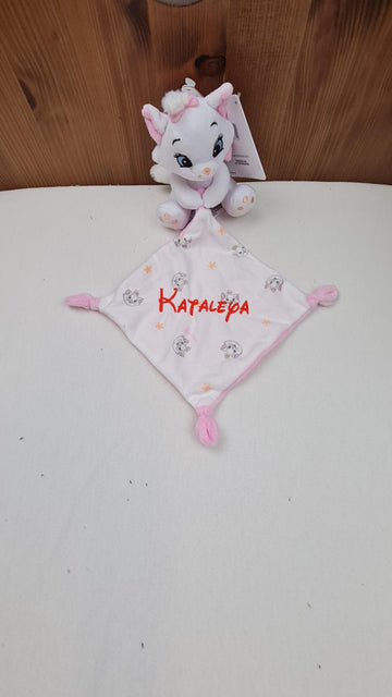 Doudou Peluche Mouchoir Disney Marie | Avec prénom | Aristochats