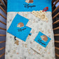 Pack Bébé Personnalisé | Couverture + Doudou 30cm + Protège carnet assortis | Garçon | Coton