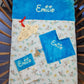 Pack Bébé Personnalisé | Couverture + Doudou 30cm + Protège carnet assortis | Garçon | Coton