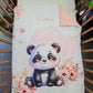 Couverture Plaid Bébé Panda Rose Fleurs Cœurs | 70cm x 95cm | A Personnaliser