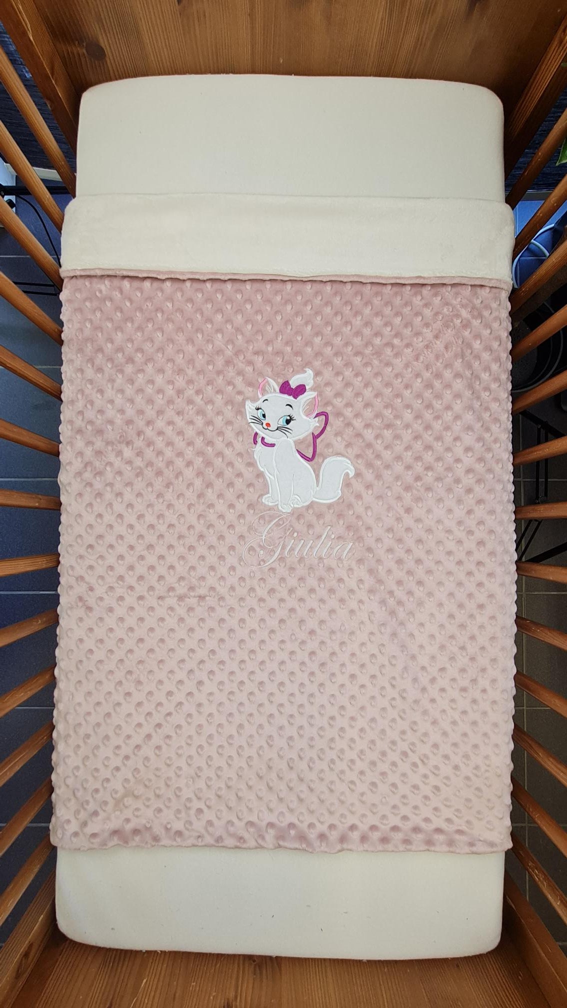 Créez Votre Couverture Bébé Brodée 75cm x 100cm | Modèle Double Minky Fille