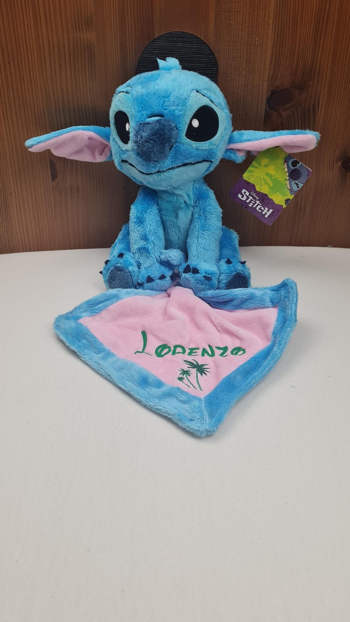 Peluche Mouchoir Stitch 25cm Palmier | Avec Prénom Brodé