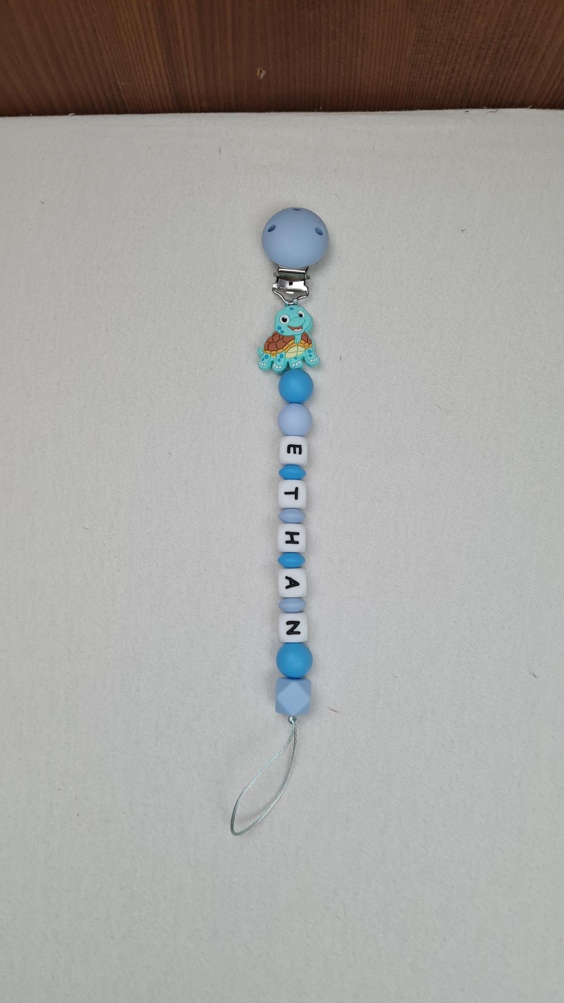 Attache Sucette A Perles En Silicone | Prénom Personnalisée | Tortue Happy