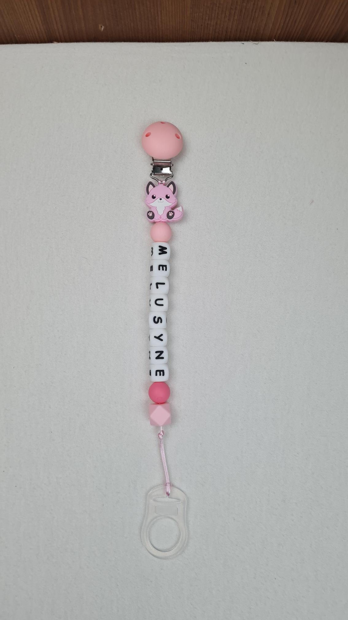 Attache Sucette A Perles En Silicone | Prénom Personnalisée | Baby Renard