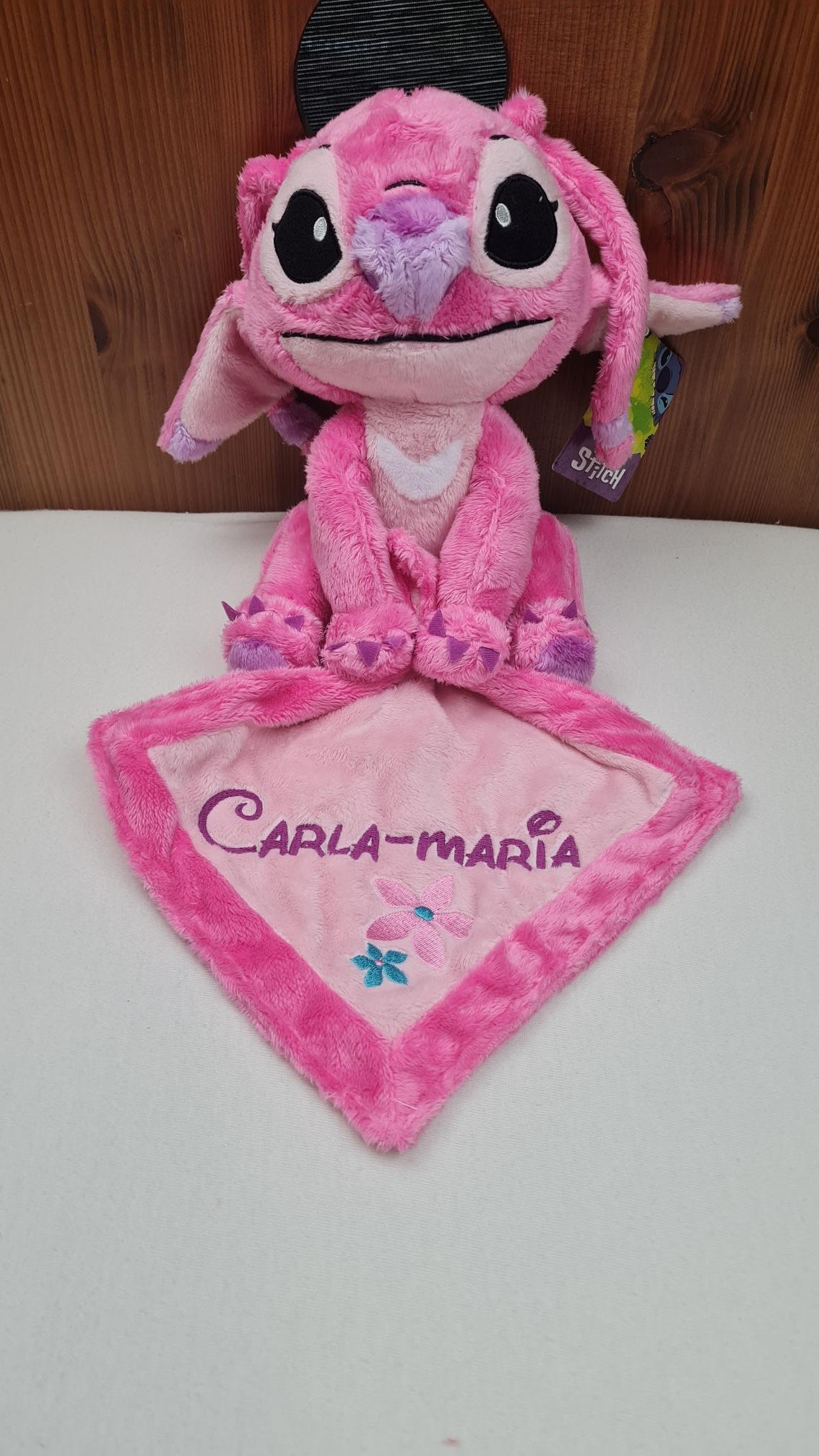 Peluche Mouchoir Angel 25cm Fleurs | Avec Prénom Brodé