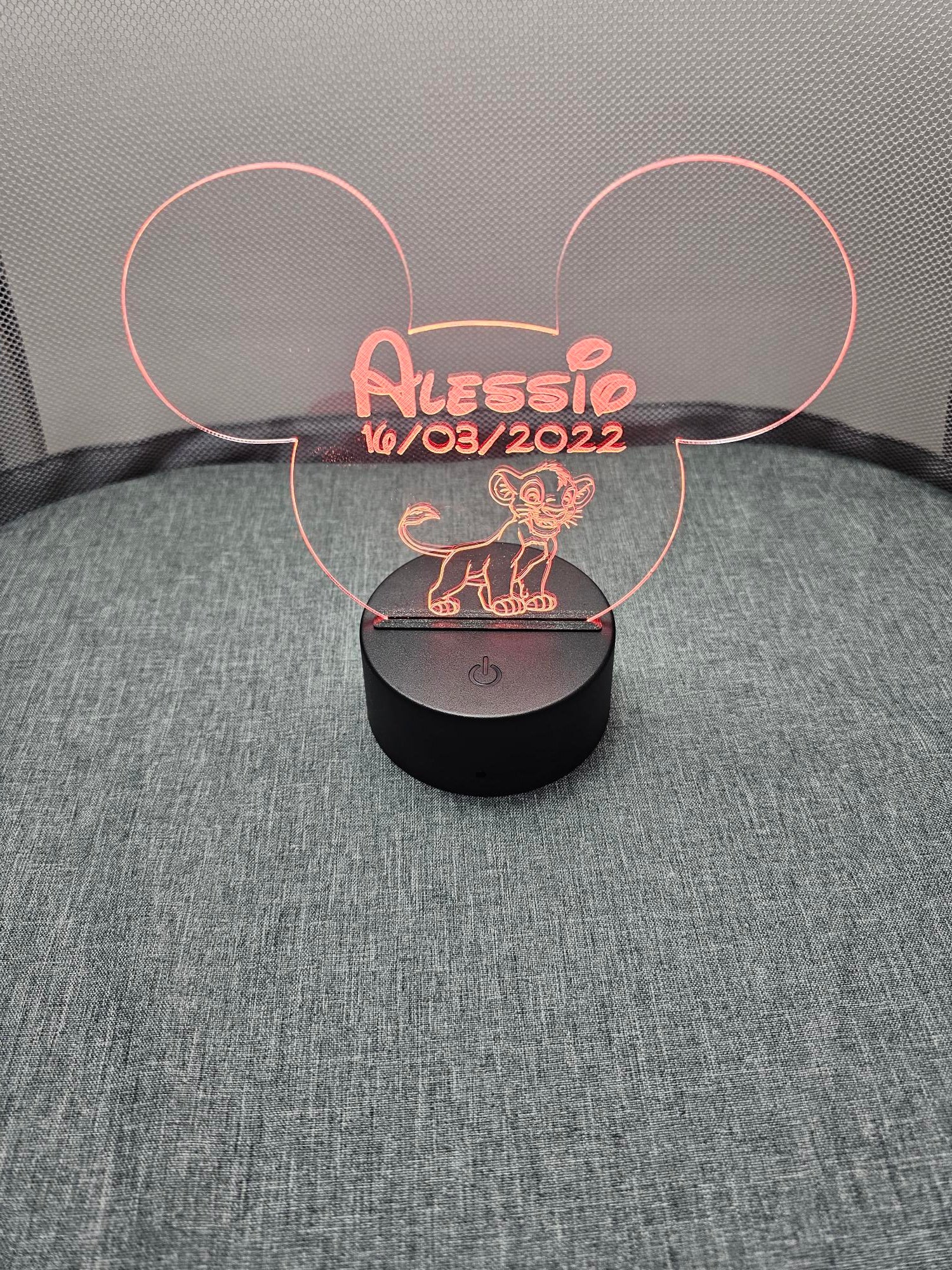 Veilleuse LED enfant personnalisée | Tête Mickey | Avec prénom et personnage