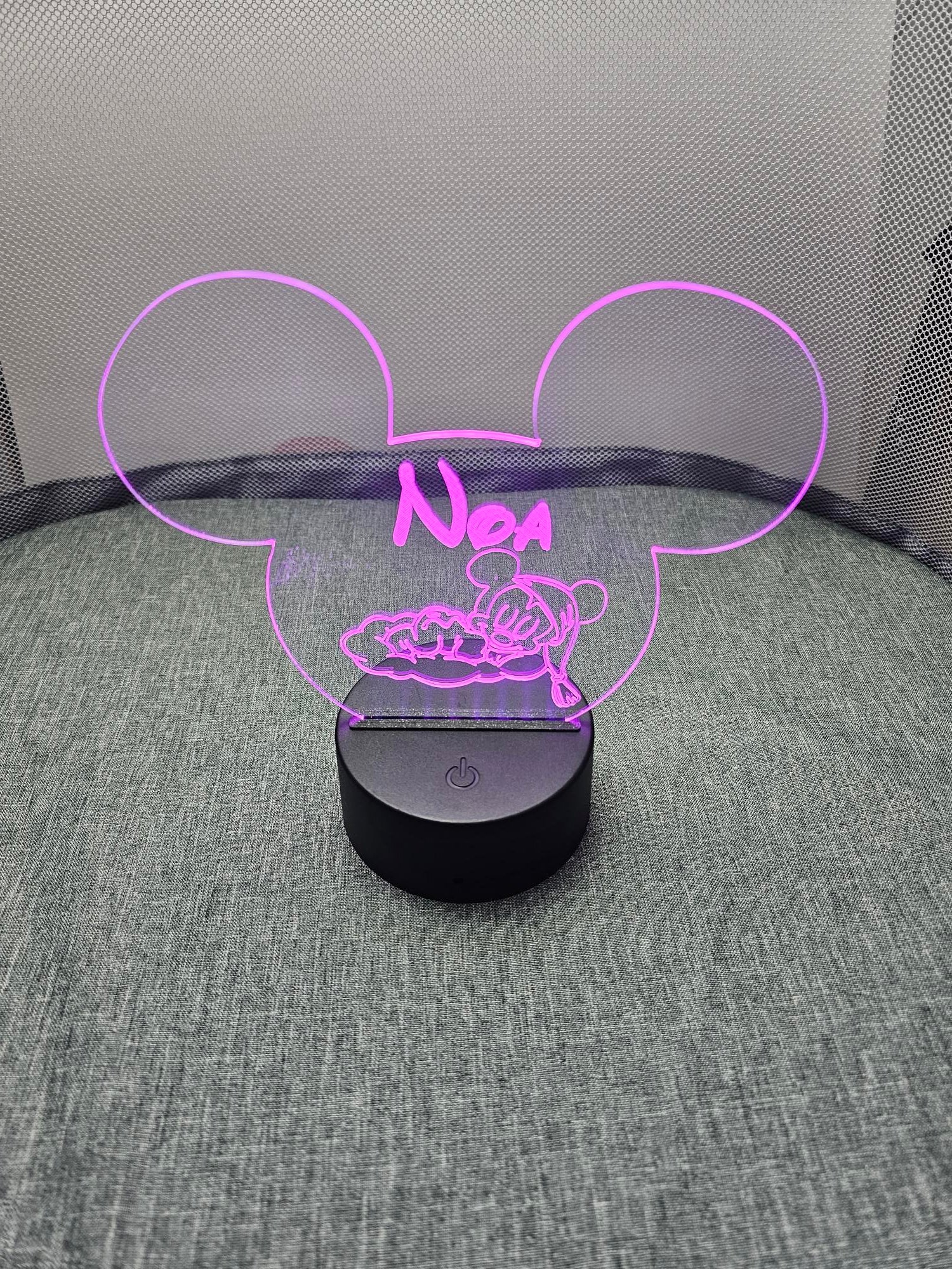 Veilleuse LED enfant personnalisée | Tête Mickey | Avec prénom et personnage