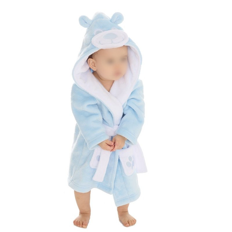 Children's teddy bear bathrobe | Sky blue | Personalized with first name | 3 sizes
