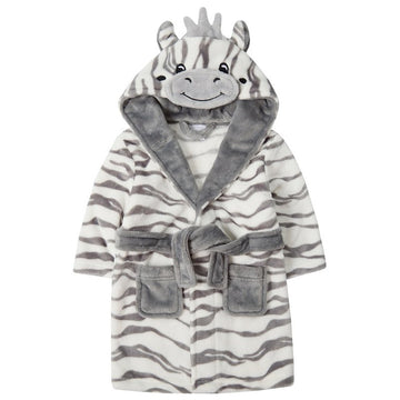 Peignoir Zèbre enfant | Gris et Blanc | Personnalisé avec prénom | 3 tailles